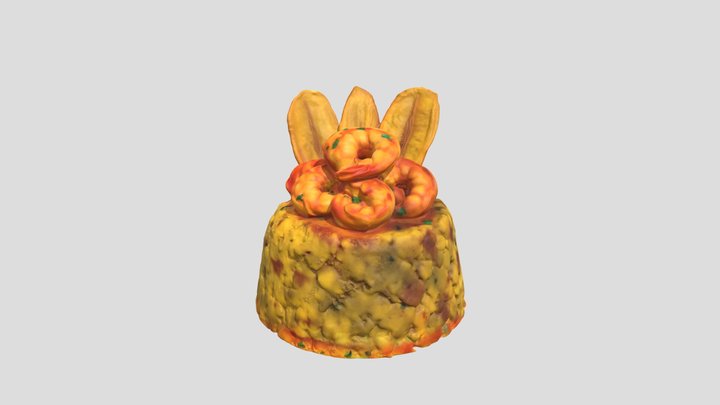Shrimp mofongo with plantain chips 3D Model