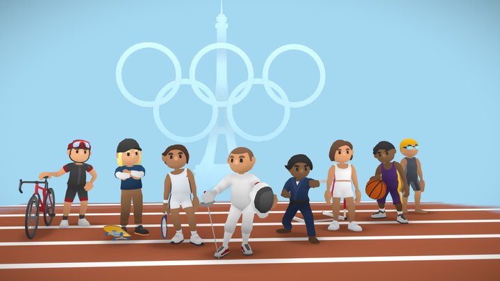 Low poly characters: Paris 2024 Olympic Games 🥇 3D Model