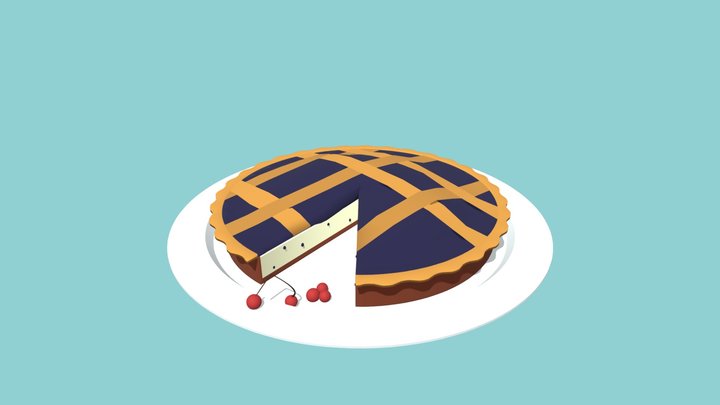Stylized Fruit Pie Sliced 3D Model