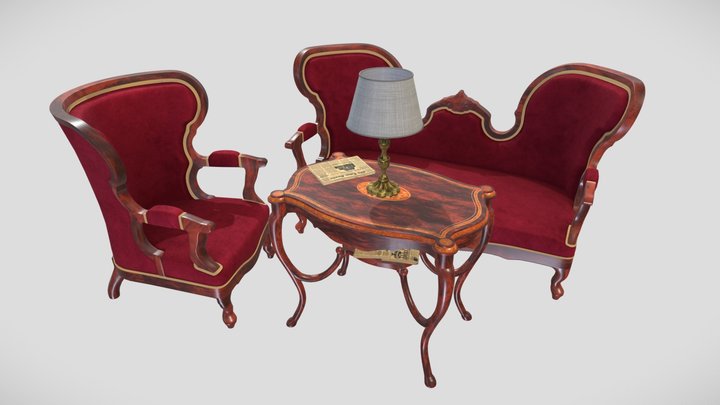 Living room furniture set 3D Model
