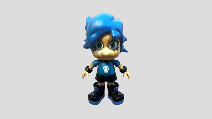 Blue-haired cartoon character figure 3D Model