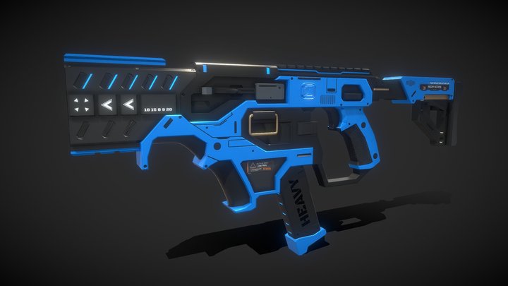 GUN ( Game ready asset ) Blue version – Free 3D Model STL