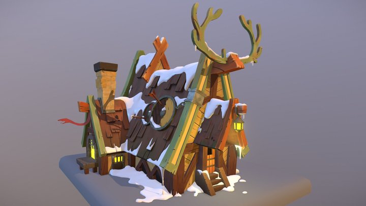 Stylised wood house 3D Model