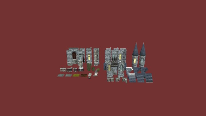 Stone Mansion Kit 3D Model