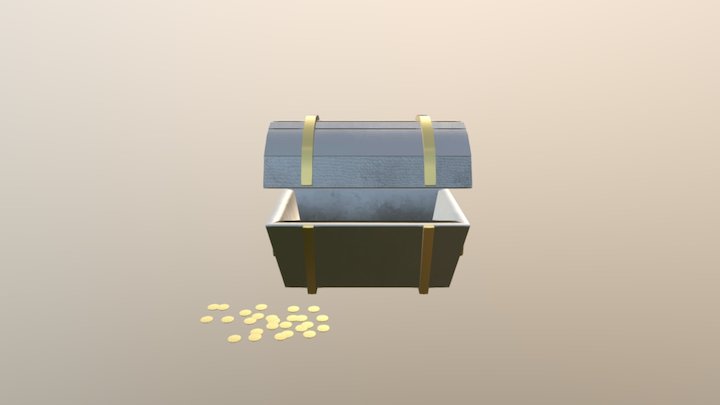 Treasure Chest with Coins 3D Model