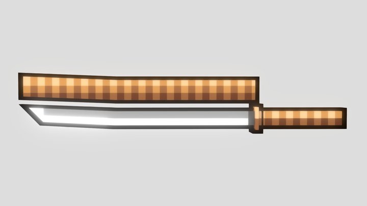 Low-Poly Stylized/Stylised Katana with sheathe 3D Model
