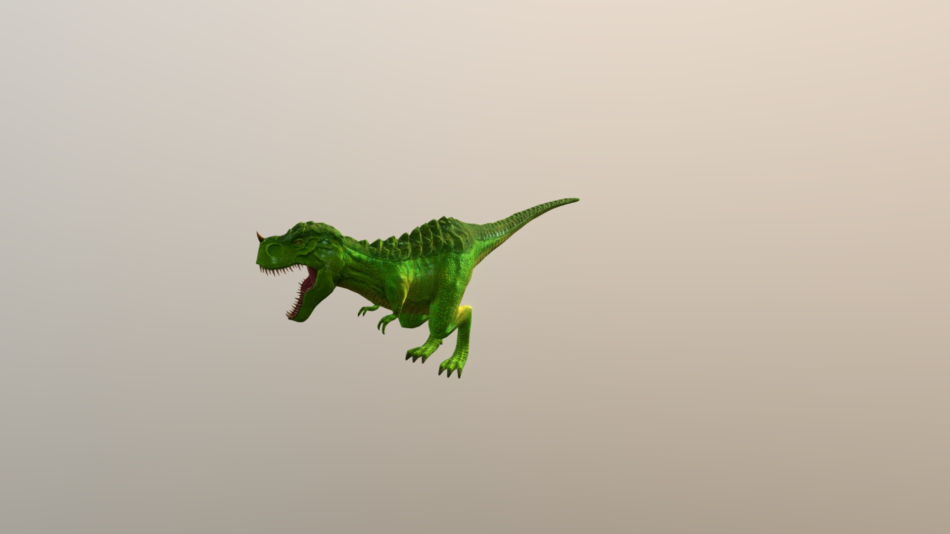 3D model 3D Foin- Tyranosaurus-rex - This is a 3D model of the 3D Foin- Tyranosaurus-rex. The 3D model is about a green lizard on a white background.