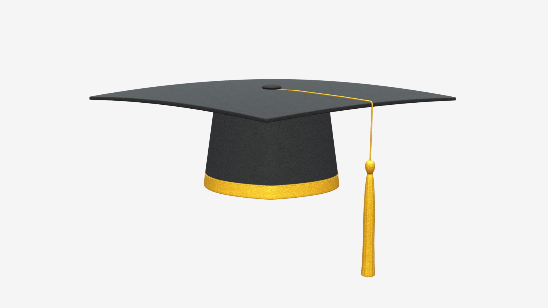 3D model Graduation cap with gold tassel - This is a 3D model of the Graduation cap with gold tassel. The 3D model is about a graduation cap with a yellow tassel.