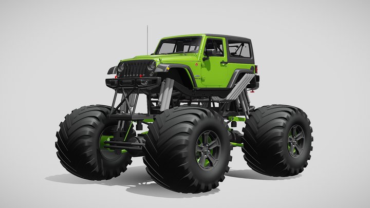 Monster Truck Jeep Wrangler Rubicon Recon Fbx 3D Model