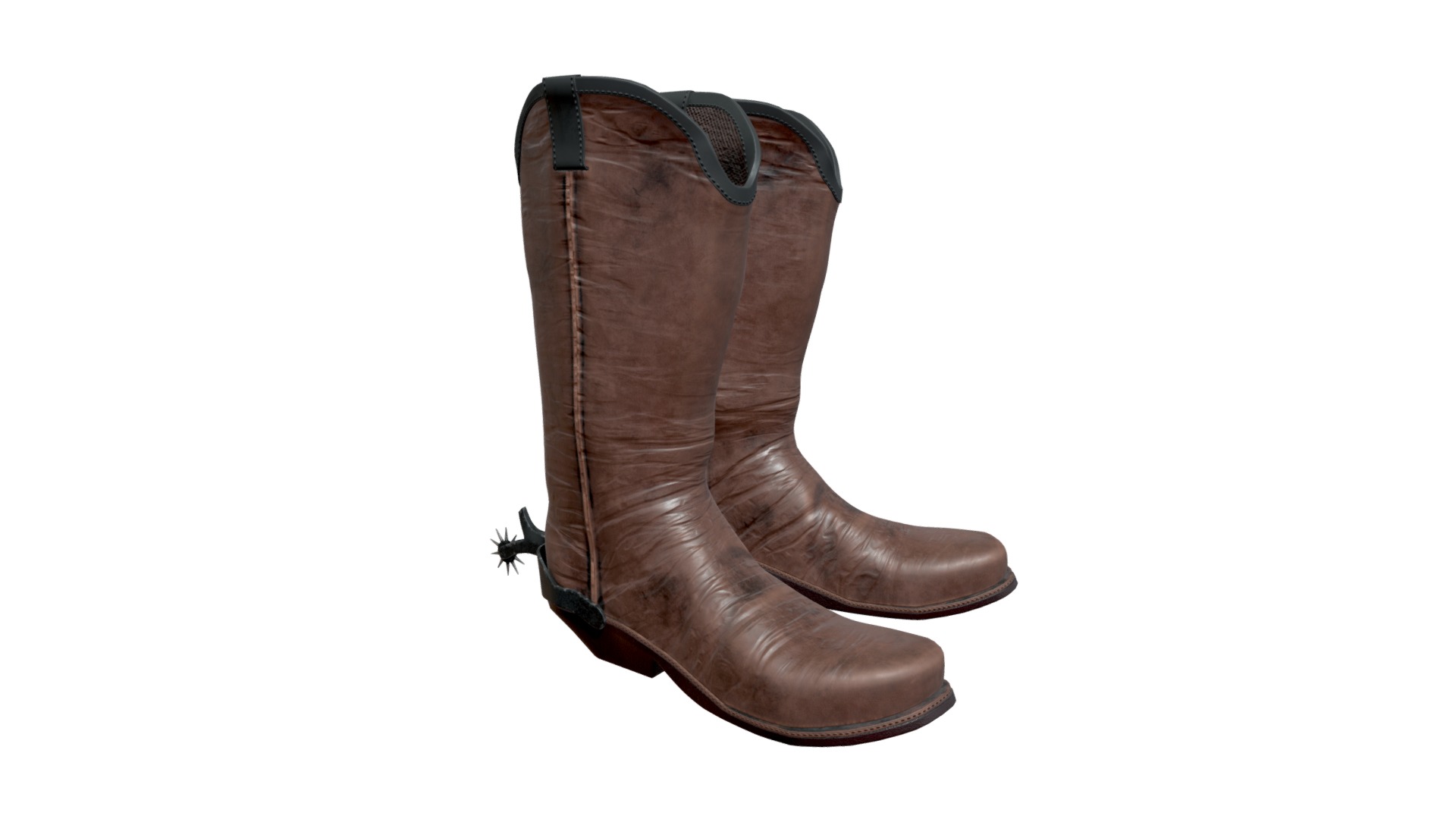 3D model Leather cowboy boots - This is a 3D model of the Leather cowboy boots. The 3D model is about a brown leather boot.
