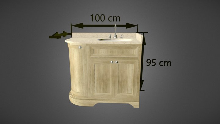Meuble salle de bain BURLINGTON angle dimension 3D Model