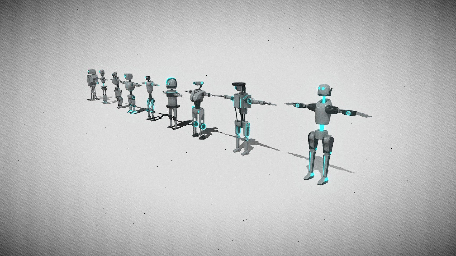 Sci-Fi Robot Character Pack (9 Unique Designs) - Download Free 3D model ...