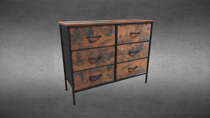 Tall Dresser for Bedroom with 6 Drawers 3D Model