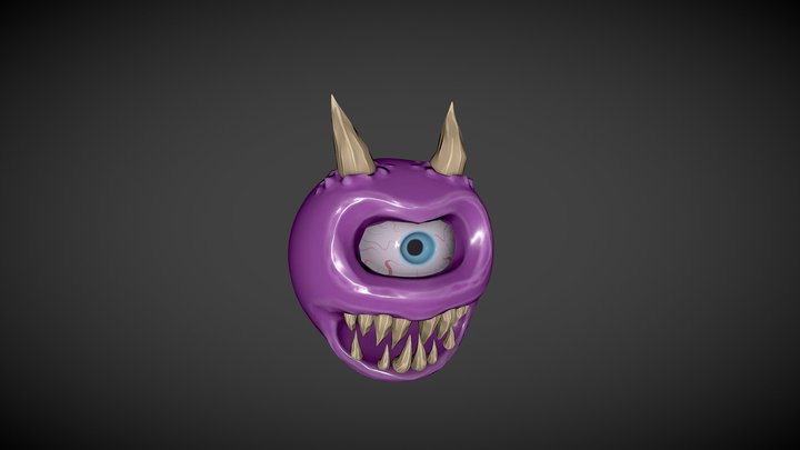Purple eye demon/ Oeil violet démonique/ Monstre 3D Model