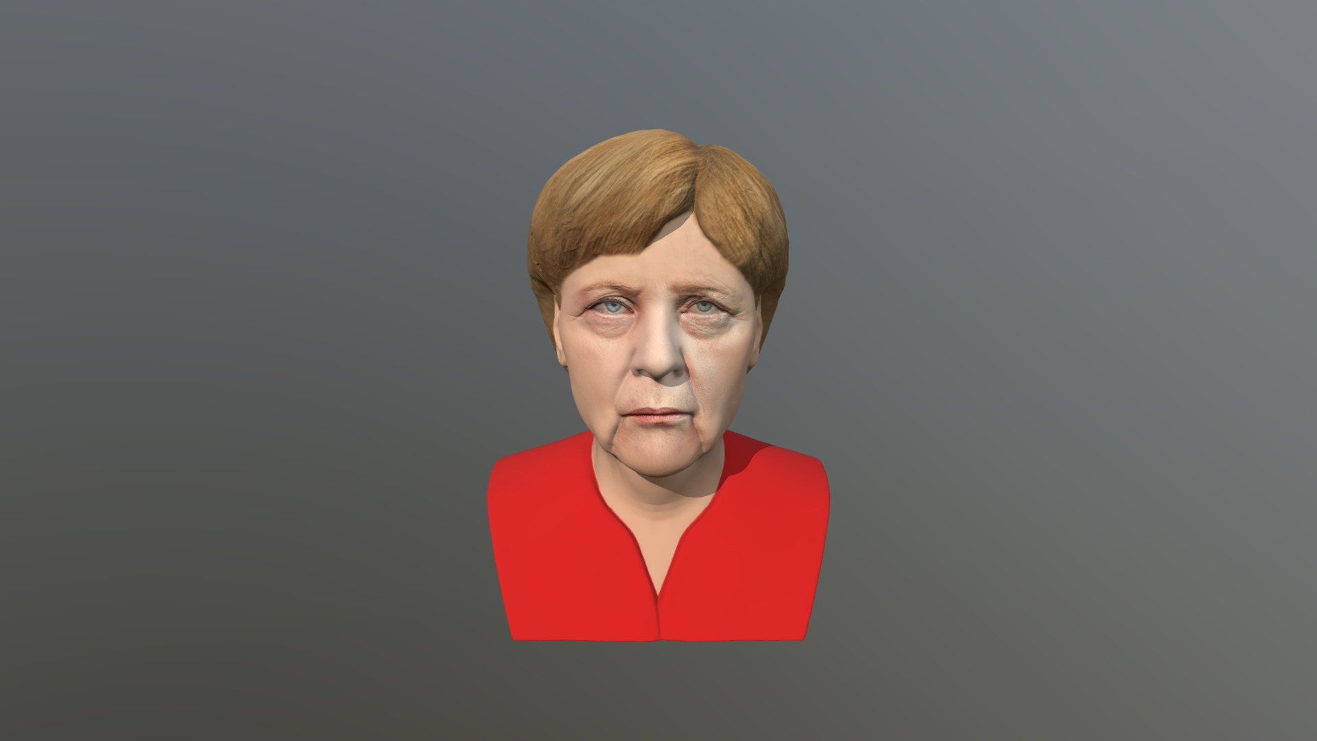 3D model Angela Merkel bust ready full color 3D printing - This is a 3D model of the Angela Merkel bust ready full color 3D printing. The 3D model is about a man in a red shirt.