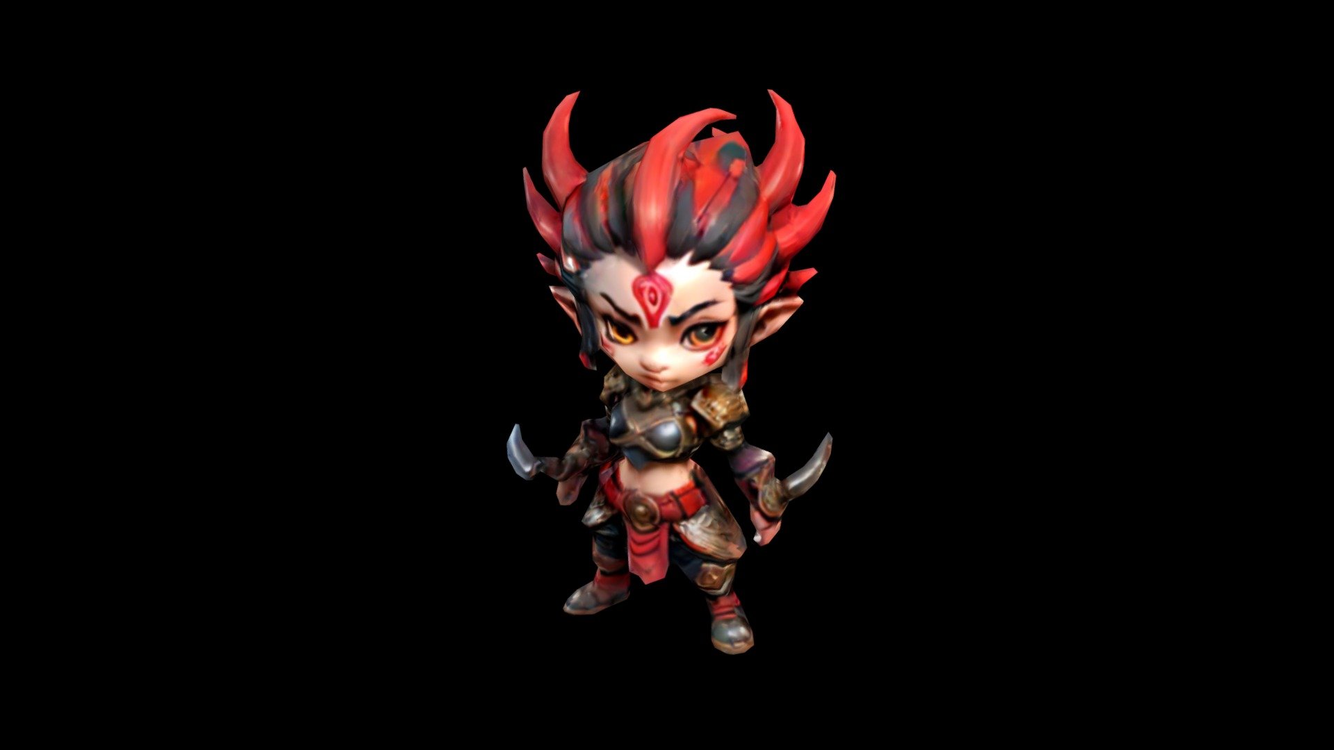Female warrior doll with red horns and tattoos - Download Free 3D model ...