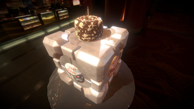 Cube with Cake v01 3D Model