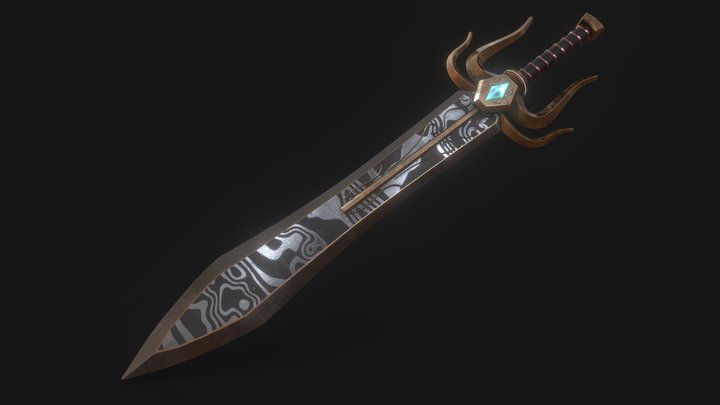 Runic Obsidian Greatsword - Game Ready PBR Asset – Modelo 3D gratuito STL