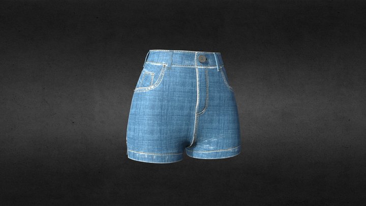 Female denim short 3D Model