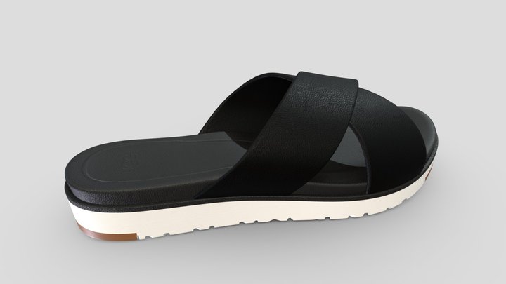 Kari Flat Sandals Black 3D Model