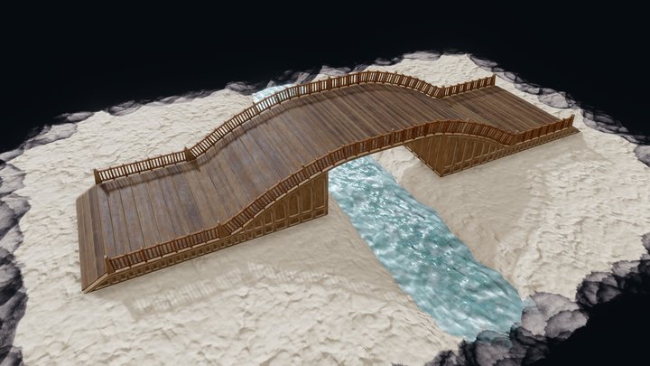 Old Wooden Bridge 3D Model