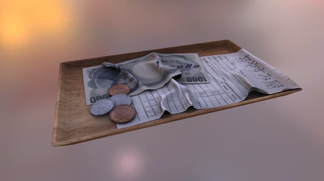 Tray with money 3D Model