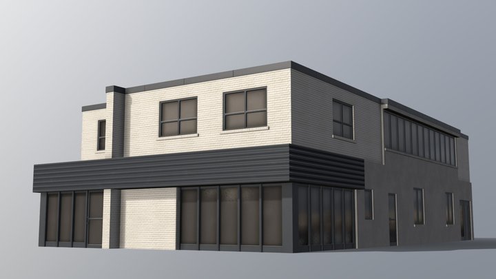 Boring Commercial/Office two-story Building 3D Model