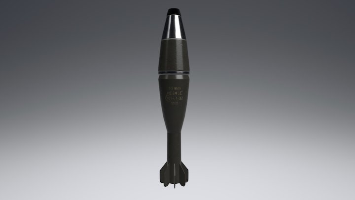 60mm Mortar Round (No propellant charge) 3D Model
