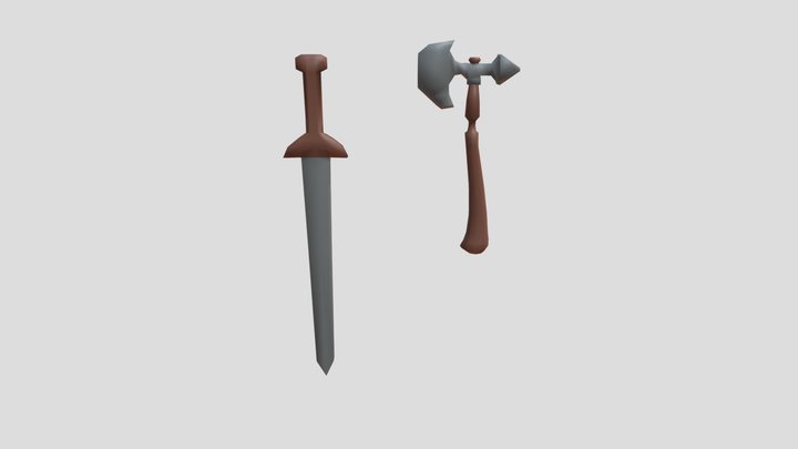 Sword And Ax - LowPoly 3D Model
