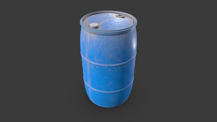 Blue Plastic Drum 3D Model