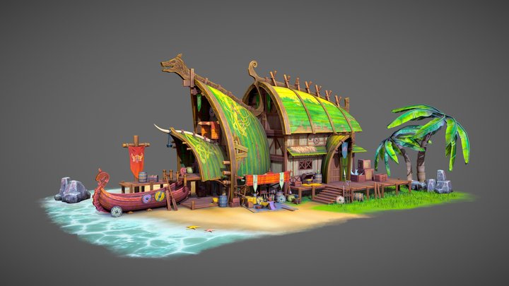 Viking shipyard 3D Model