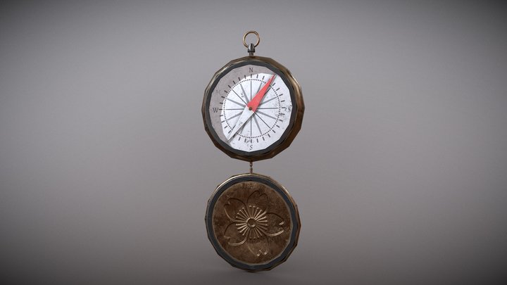 Medieval Brass Compass 3D Model