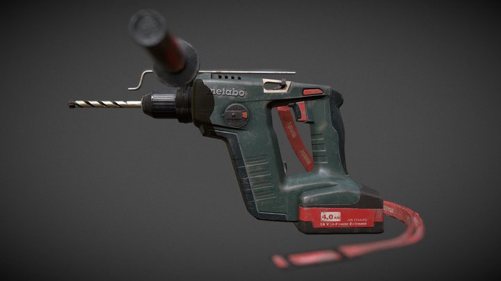 Hammer Drill_ Low Poly 3D Model