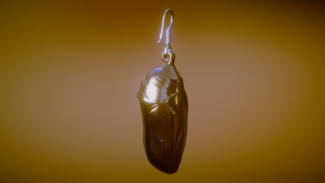 Monarch Chrysalis earring ~ 3D print simulation 3D Model