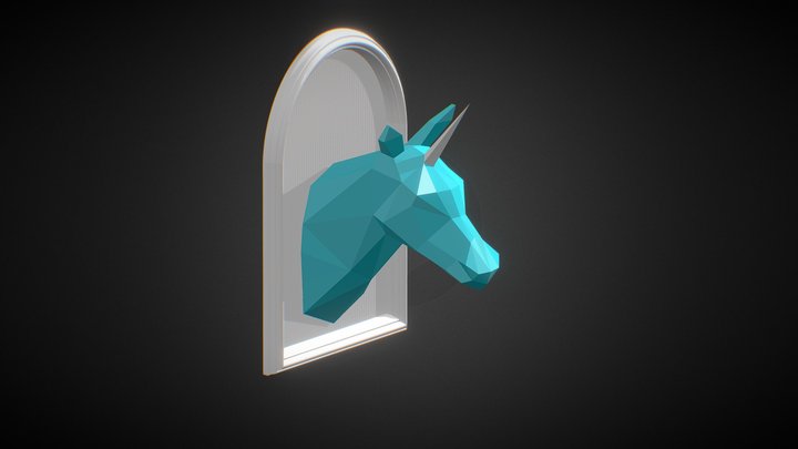 CABEZA UNICORNIO - LOW POLY 3D Model