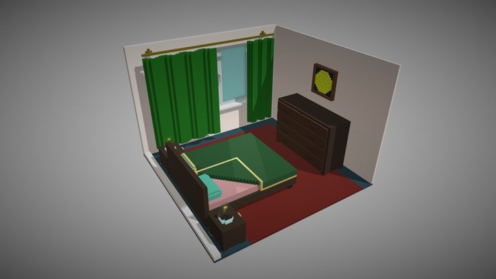 Voxel Bedroom 3D Model