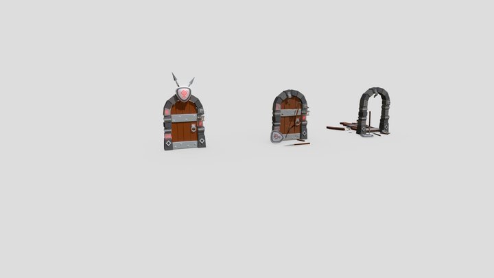 (HM XYZ SCHOOL)_Door Damage 3D Model