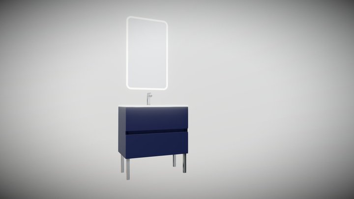 Bologna L80  Miroir rétro-éclairé - Bleu Cobalt 3D Model