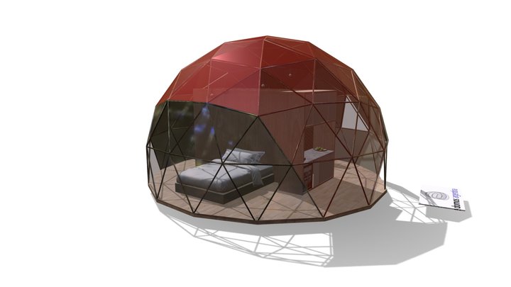 Domo Glamping de 27 m2 con Modulo Sanitario 3D Model