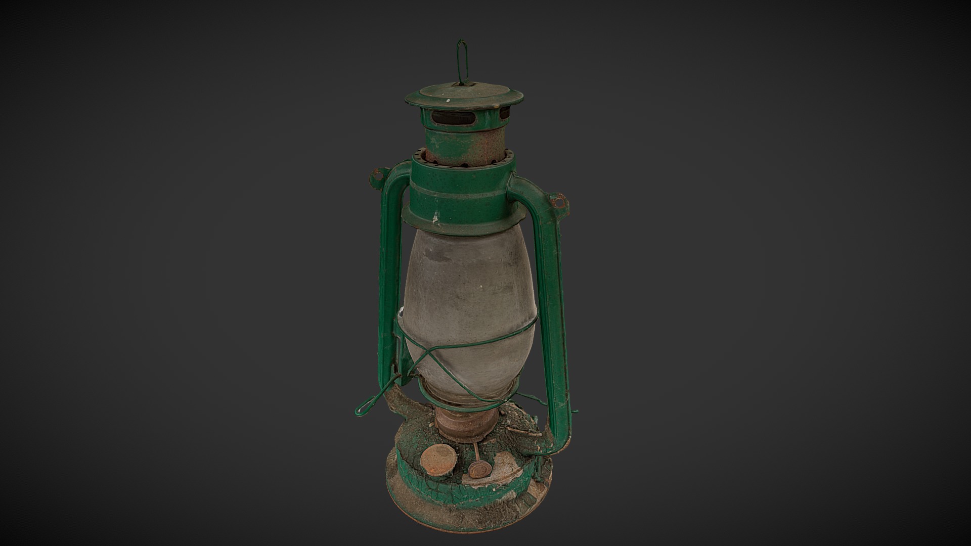 3D model Old oil lamp - This is a 3D model of the Old oil lamp. The 3D model is about a green and gold bottle.