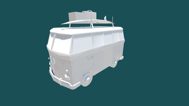 Bus Camping Low Poly 3D Model