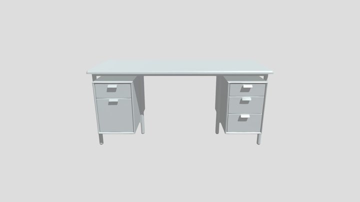 Wooden double-pedestal office desk 3D Model