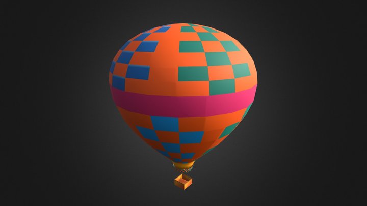 low poly hot air balloon 001 3D Model