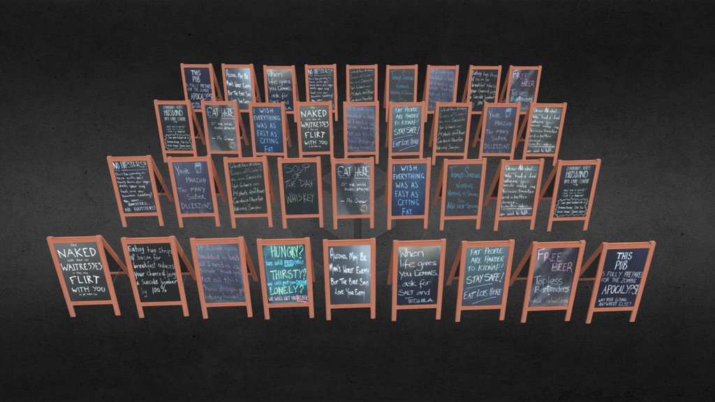 Chalkboard Sign Pack (low poly, game ready)