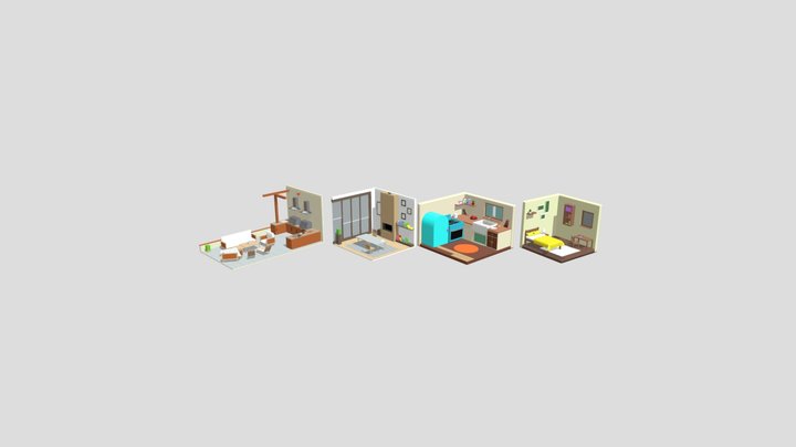 3d Isometric Rooms 3D Model