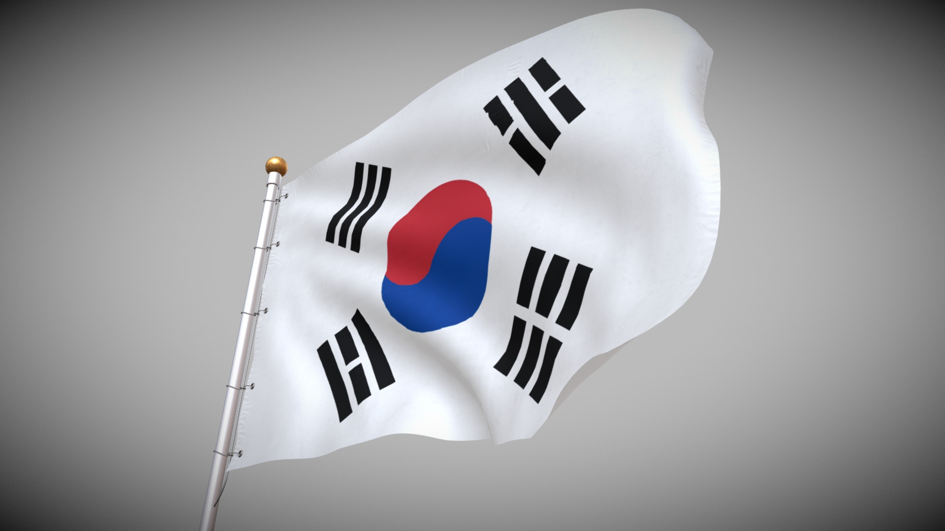 3D model Flag of South Korea - This is a 3D model of the Flag of South Korea. The 3D model is about a flag on a pole.