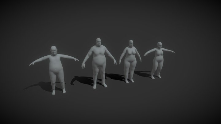 Fat Human Body Base Mesh Pack 20k Polygons 3D Model