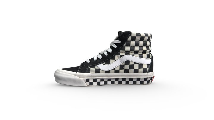 Vans Black and White Checked Shoe 3D Model