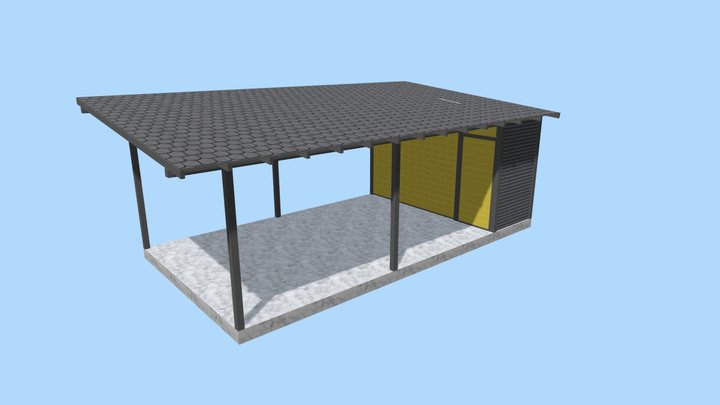 Навес с хозблоком 4,5х8 метра 3D Model