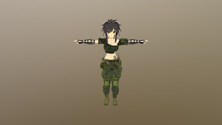 Аниме солдат для VRCHAT 3D Model